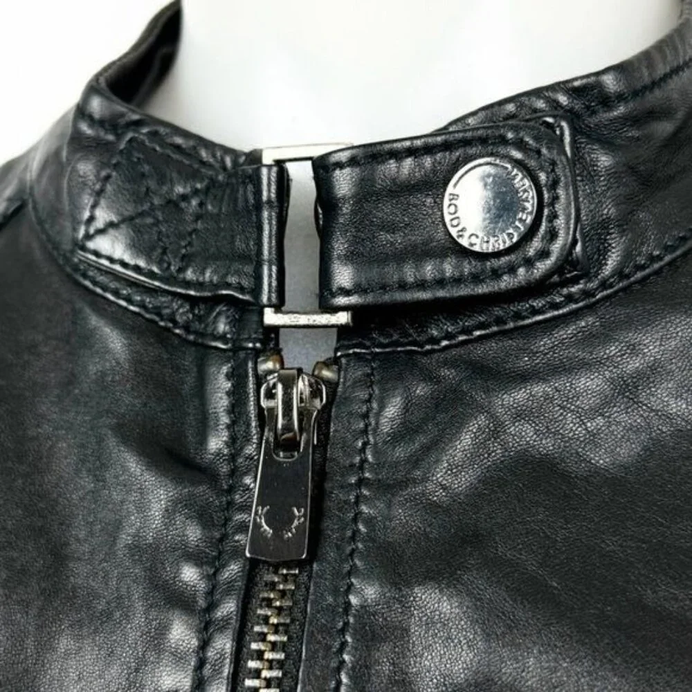 Bod & Christensen Diamond Quilted Shoulder Leather Moto Jacket Large - Picture 8 of 13